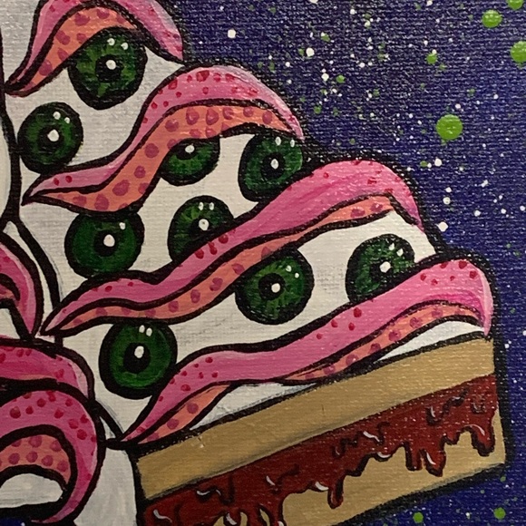 Little Debbie, Alien Christmas Tree Painting, Acrylic on Canvas - Picture 4 of 5